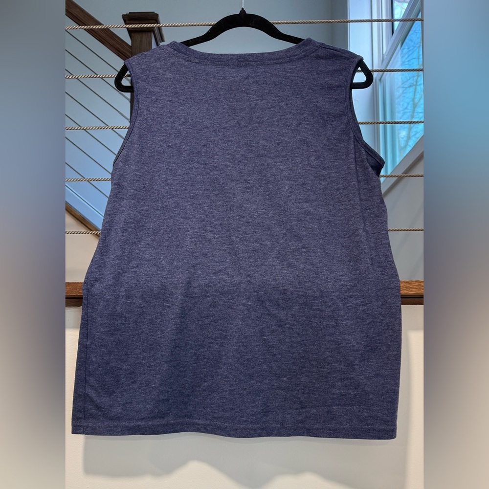 Be a Nice Human Blue Graphic Tank Top - Picture 3 of 4
